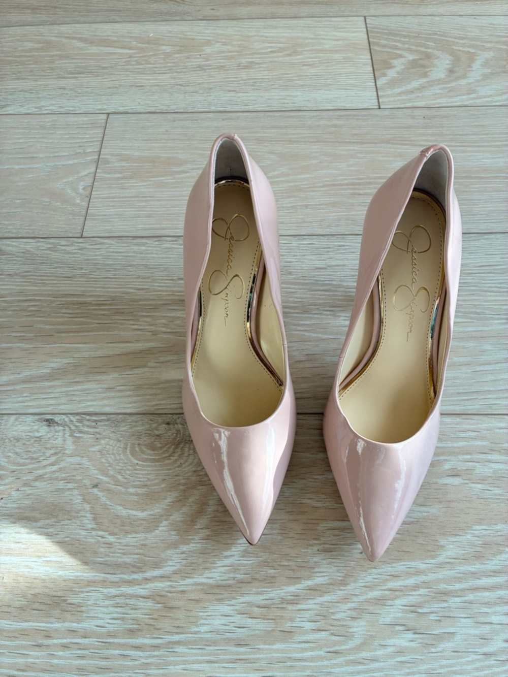 Jessica Simpson Pale Pink Patent Pointed Pumps